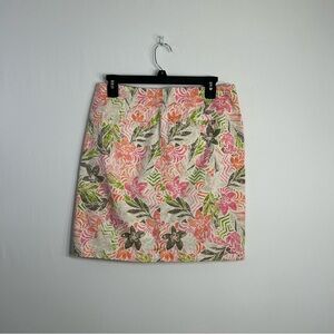 J. Jill Tropical Beachy Floral Chino Girly Preppy Pocket Mini Skirt Size 4